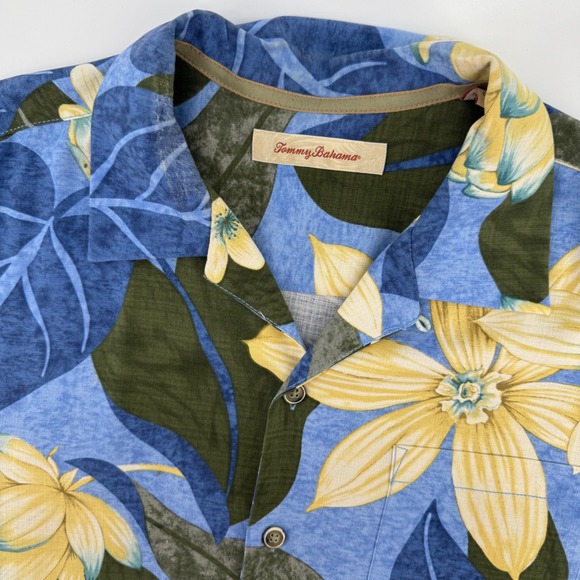 Tommy Bahama Other - Tommy Bahama Silk Floral Camp Shirt Mens Large Blue Yellow Tropical Hawaiian
